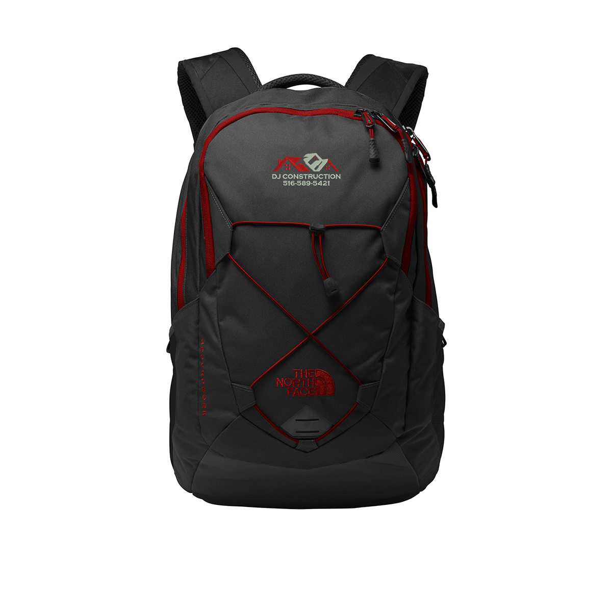 The North Face NF0A3KX6 Groundwork Backpack, TNF Dark Grey Heather/Cardinal Red