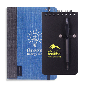 Custom branded notebooks and stationery with logo. Ideal for corporate gifts.