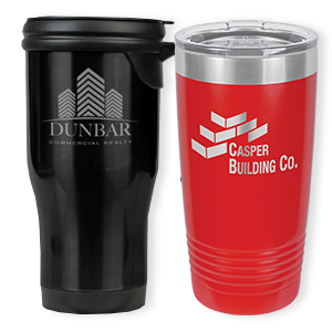 Custom tumblers with logo. Ideal for corporate gifts and promotions.