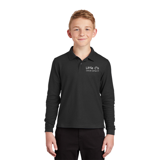 Port Authority Youth Silk Touch Long Sleeve Polo, Printed
