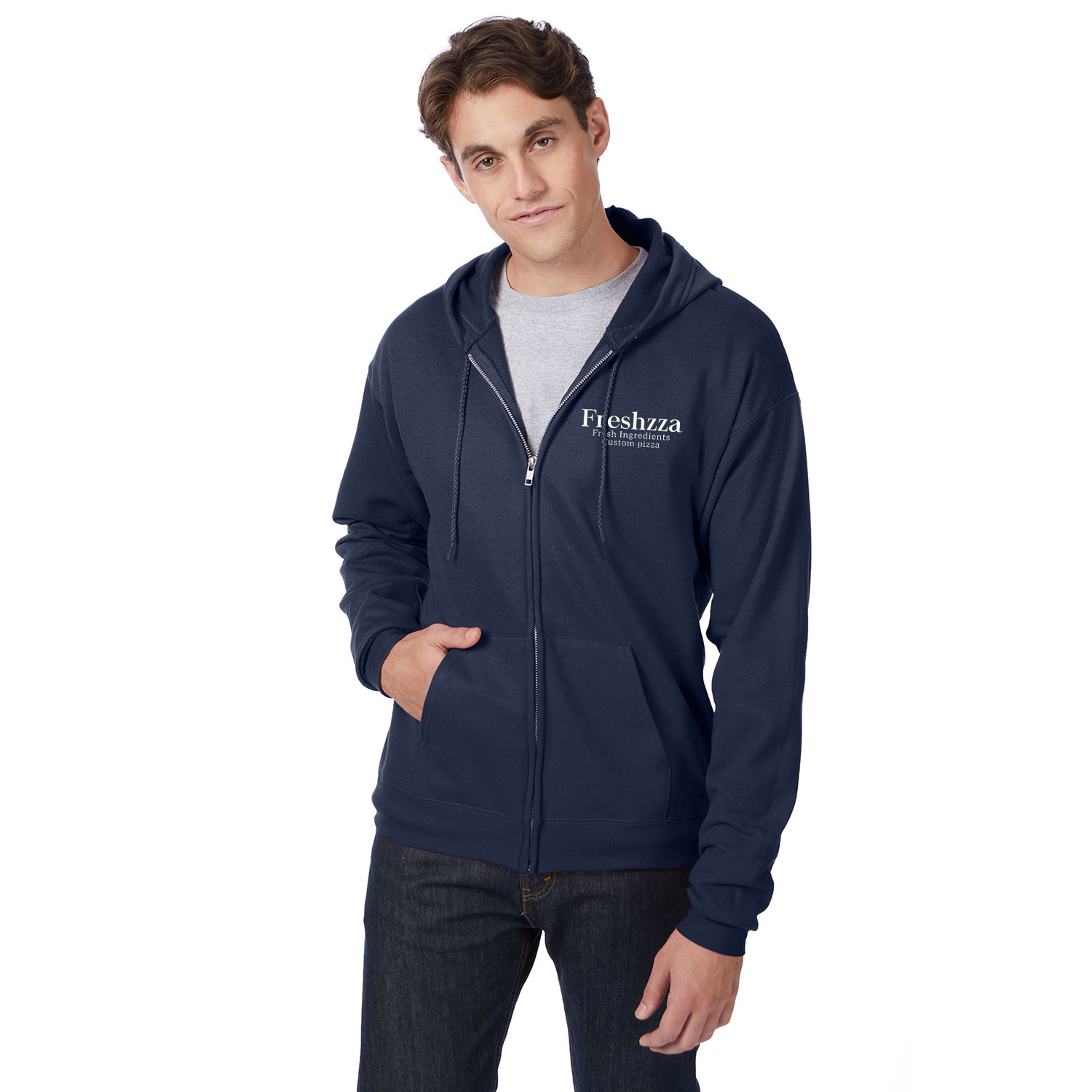 Hanes Adult ComfortBlend EcoSmart Full Zip Hooded Sweatshirt Printed EZ Corporate Clothing