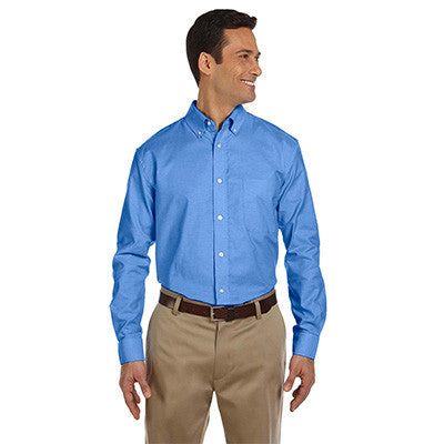 Harriton Mens Long-Sleeve Oxford with Stain-Release - EZ Corporate Clothing
 - 2