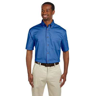 Harriton Mens Short-Sleeve Twill Shirt With Stain-Release - EZ Corporate Clothing
 - 3