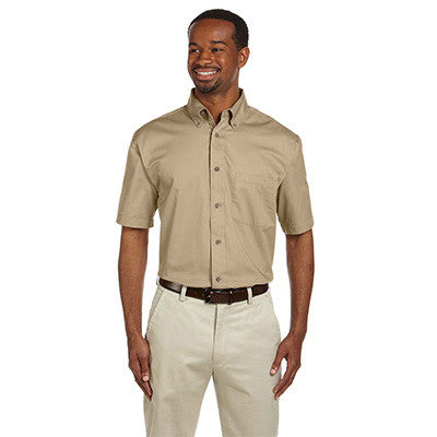 Harriton Mens Short-Sleeve Twill Shirt With Stain-Release - EZ Corporate Clothing
 - 5