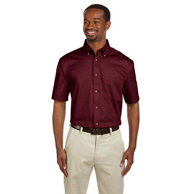 Harriton Mens Short-Sleeve Twill Shirt With Stain-Release - EZ Corporate Clothing
 - 6