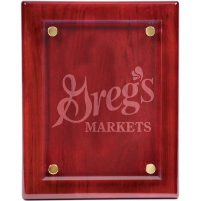 Custom Engraved Wooden Plaque with Etched Glass