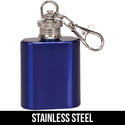 Custom Engraved 1 oz. Stainless Steel Flask Keychain - LZR