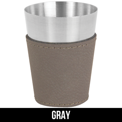 2 oz. Laserable Leatherette & Stainless Steel Shot Glass - LZR