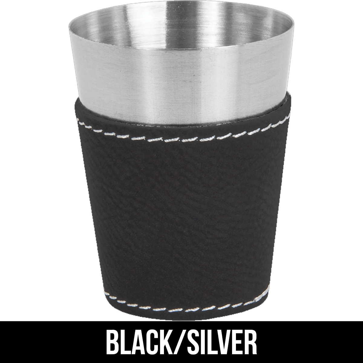2 oz. Laserable Leatherette & Stainless Steel Shot Glass - LZR