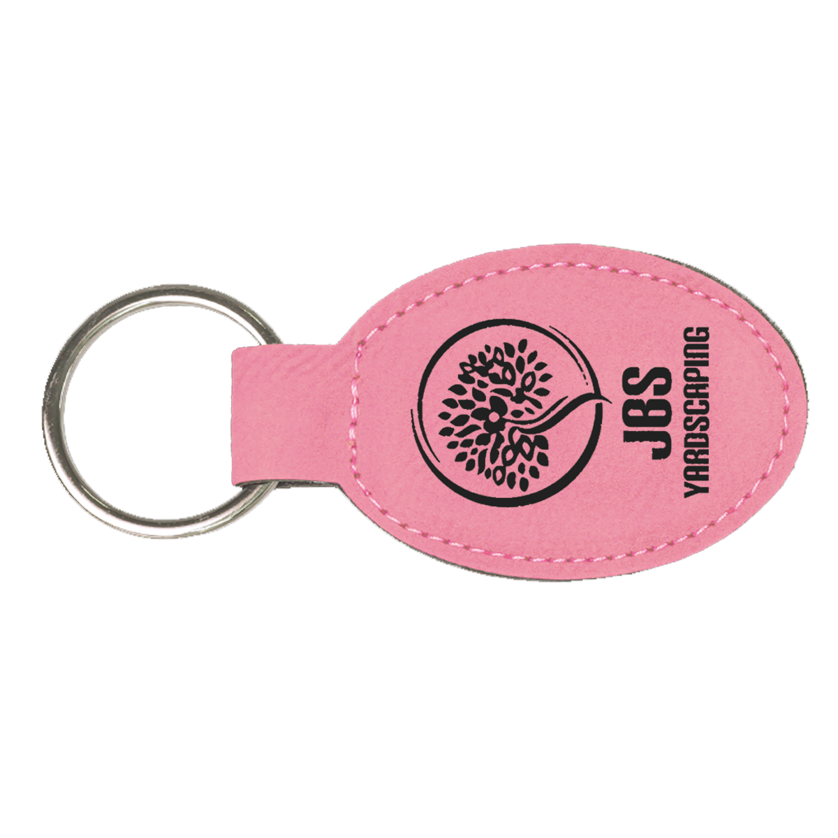 Custom 3" x 1 3/4" Laserable Leatherette Oval Keychain - LZR