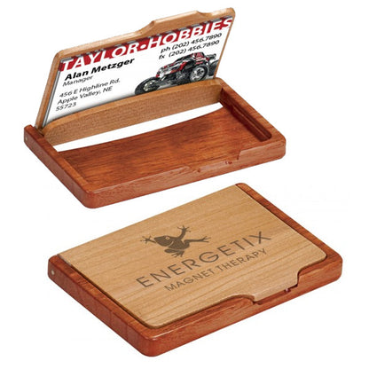 Custom Wooden Business Card Holder - EZ Corporate Clothing
 - 2