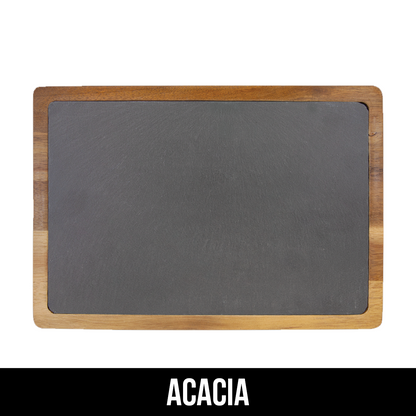 13" x 9" Acacia Wood/Slate Cutting Board - LZR