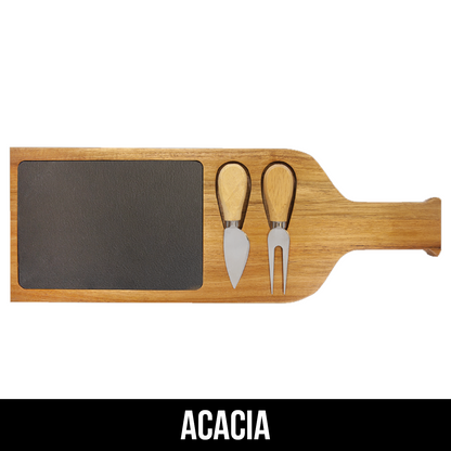 Acacia Wood/Slate Serving Board with Two Tools - LZR