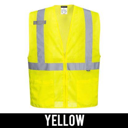 Portwest Economy Mesh Zipper Safety Vest, Yellow