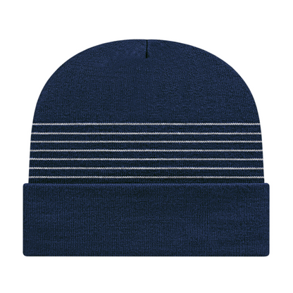 Thin Striped Knit Cap with Cuff