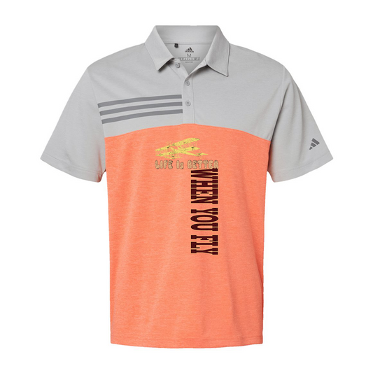 Adidas Heathered Colorblocked 3-Stripes Polo A508, Full Color