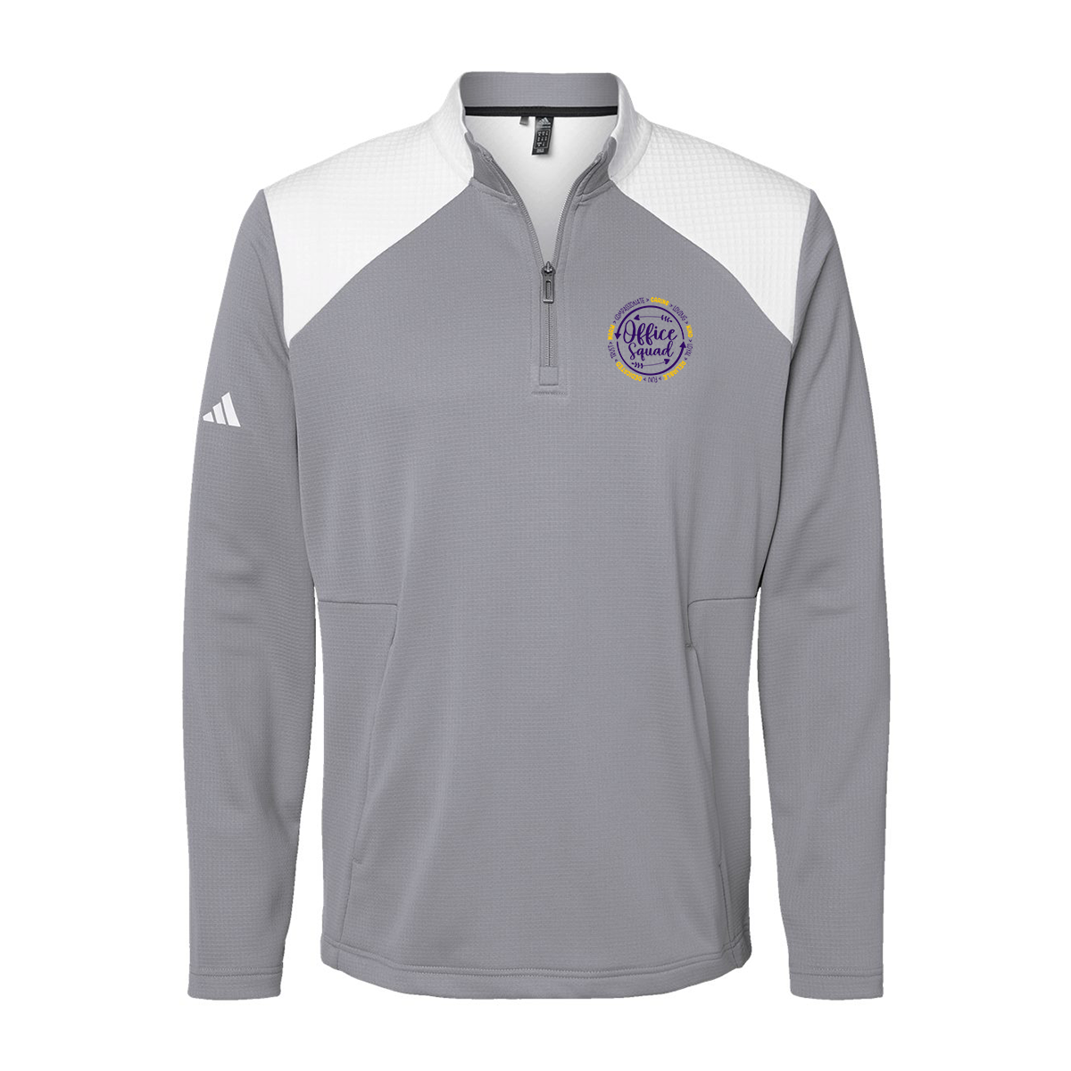 Adidas Textured Mixed Media Quarter-Zip Pullover A532, Full Color