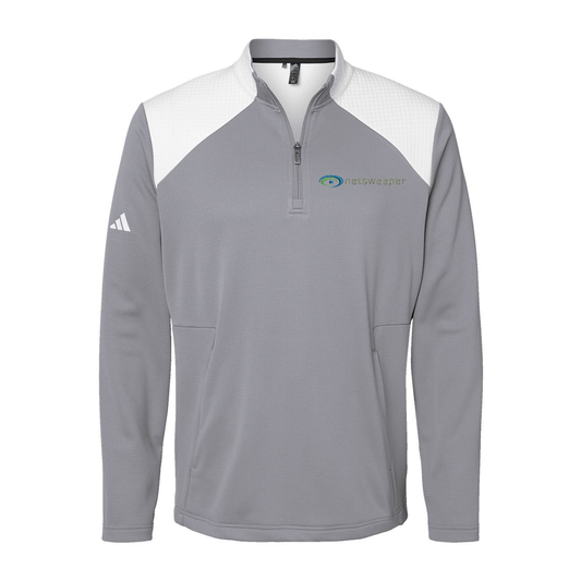 Adidas Textured Mixed Media Quarter-Zip Pullover A532