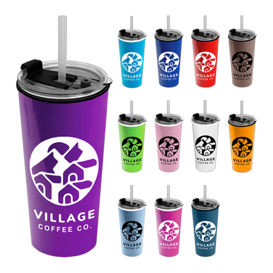 The Roadmaster 18 oz. Travel Tumbler with 2-in-1 Flip and Straw hole lid, Screen Print