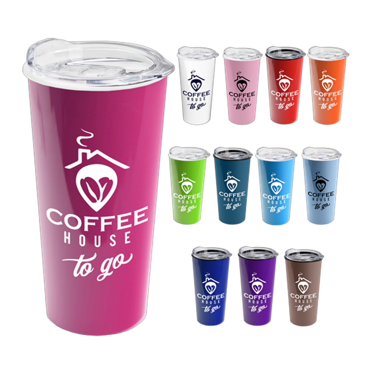 The Roadmaster 18 oz. Travel Tumbler with Clear Slide Lid, Full Color