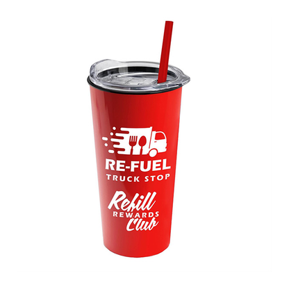The Roadmaster 18 oz. Travel Tumbler with Clear Slide Lid and Straw, Screen Print