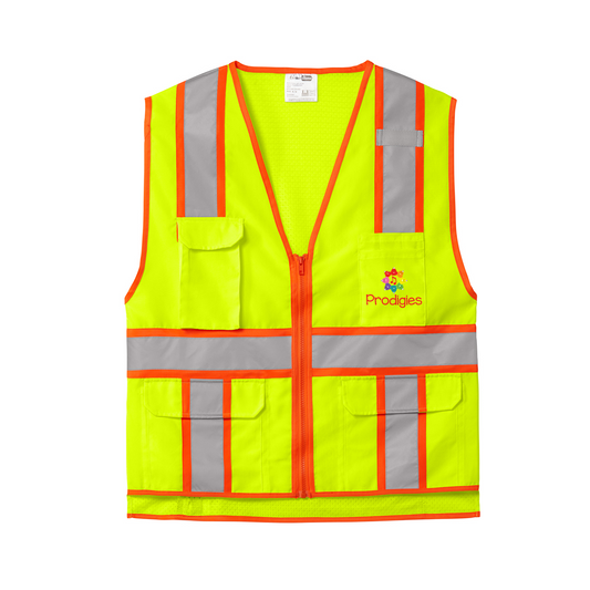 CornerStone® ANSI 107 Class 2 Surveyor Zippered Two-Tone Vest, Full Color