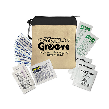 Canvas Zipper Tote with carabiner, Full Color