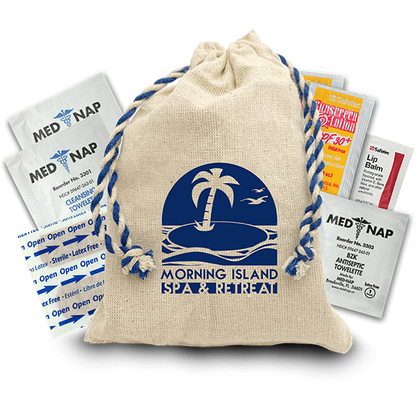 Natural with Blue Drawstring