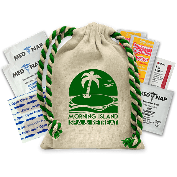 Natural with Green Drawstring