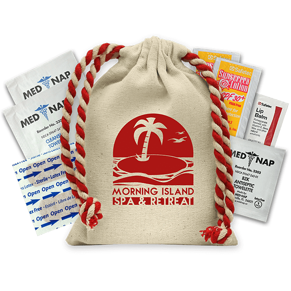 Natural with Red Drawstring