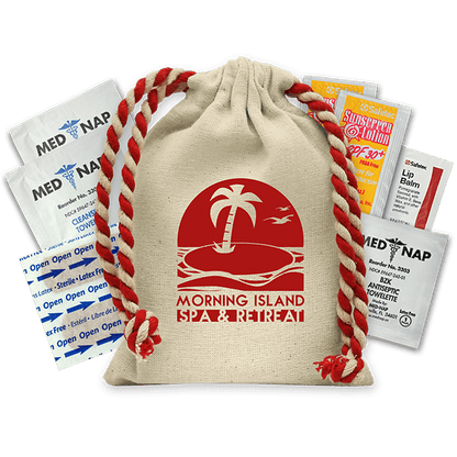 Natural with Red Drawstring