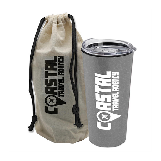 Explorer Tumbler  18 oz. Tumbler with Slide-Lid in a Reusable Cotton Bag, Full Color