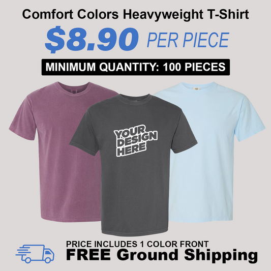 Comfort Colors Garment Dyed Heavyweight T-Shirt Package (100 Piece Minimum)