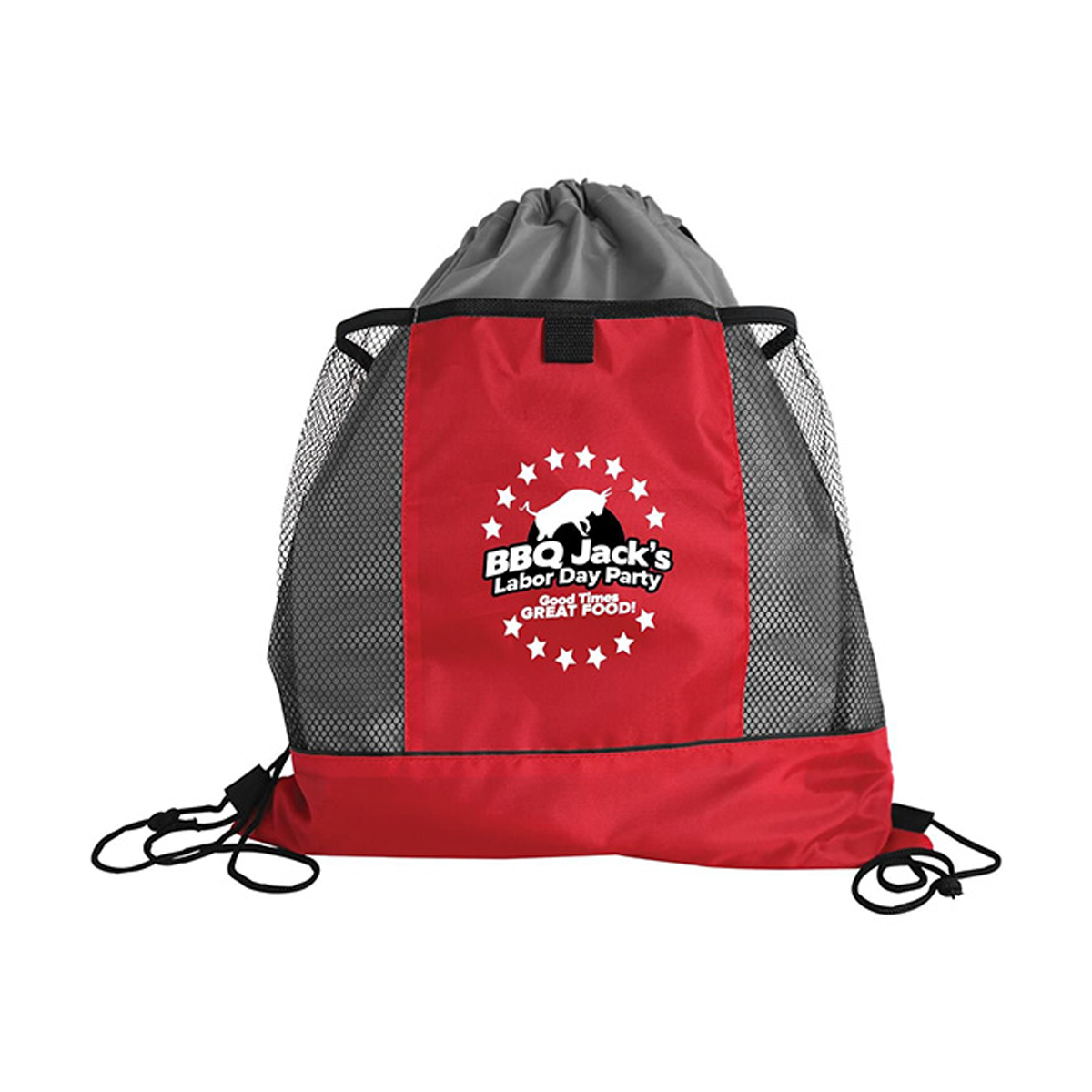 The Sportster - Drawstring Bags with Mesh Pockets, Full Color