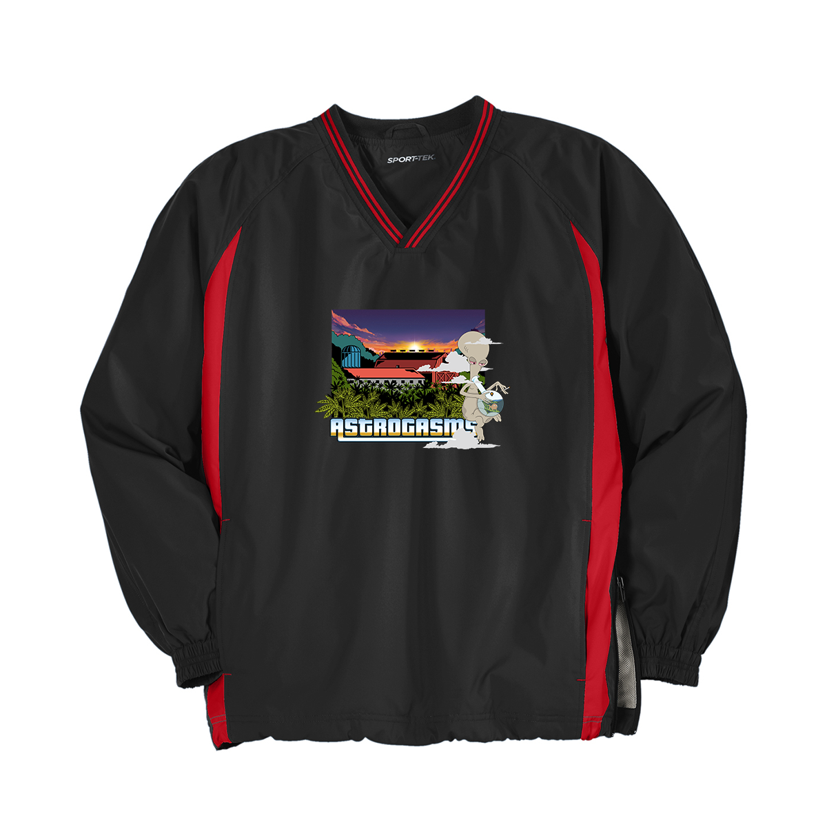 Sport-Tek® Tipped V-Neck Raglan Wind Shirt, Full Color