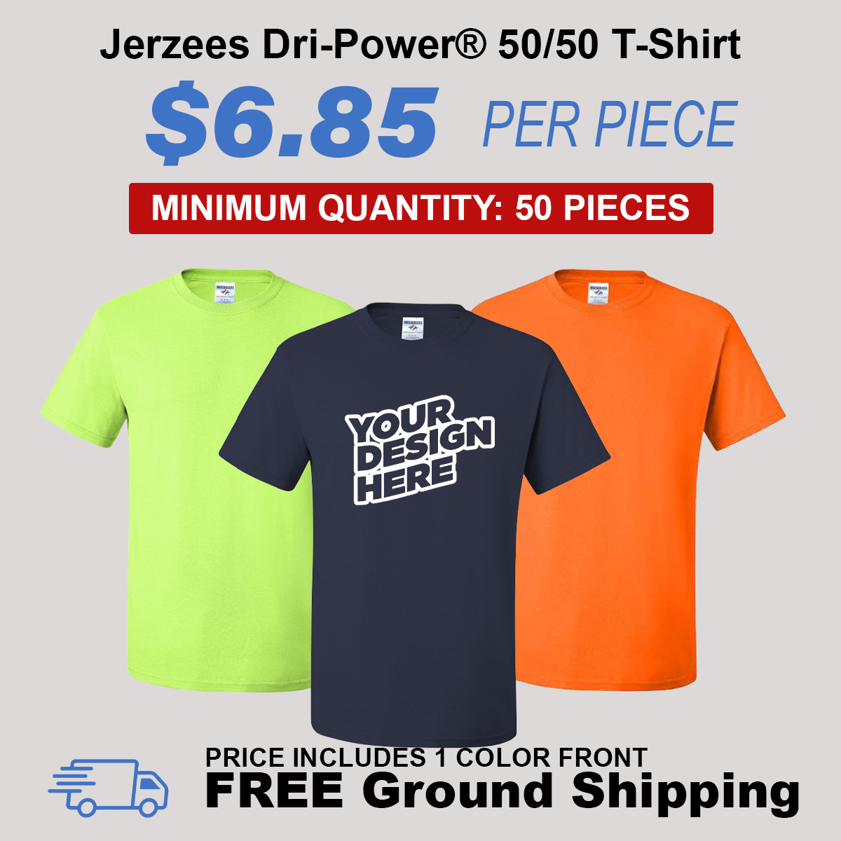 Jerzees Dri-Power 50/50 T-Shirt Package (50 Piece Minimum)