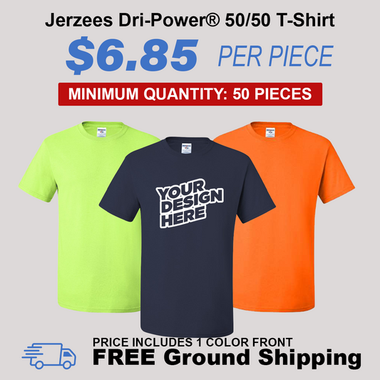 Jerzees Dri-Power 50/50 T-Shirt Package (50 Piece Minimum)