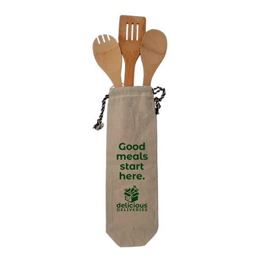 Cotton Tote- Bamboo Utensils Cotton Bag Kit, Screen Print