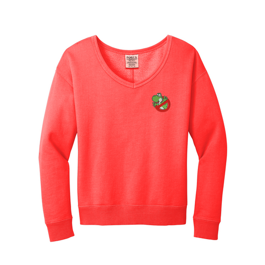 Port & Company® Women's Beach Wash® Garment-Dyed V-Neck Sweatshirt