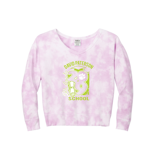 Port & Company® Women's Beach Wash® Cloud Tie-Dye V-Neck Sweatshirt, Full Color