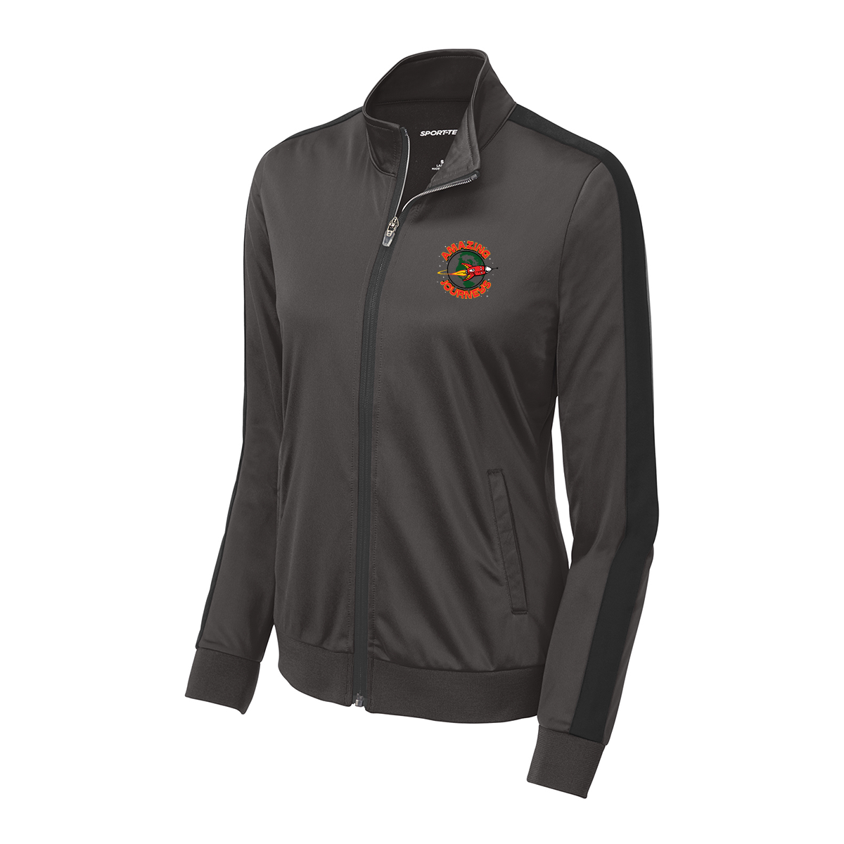 Sport-Tek ® Ladies Tricot Sleeve Stripe Track Jacket, Full Color