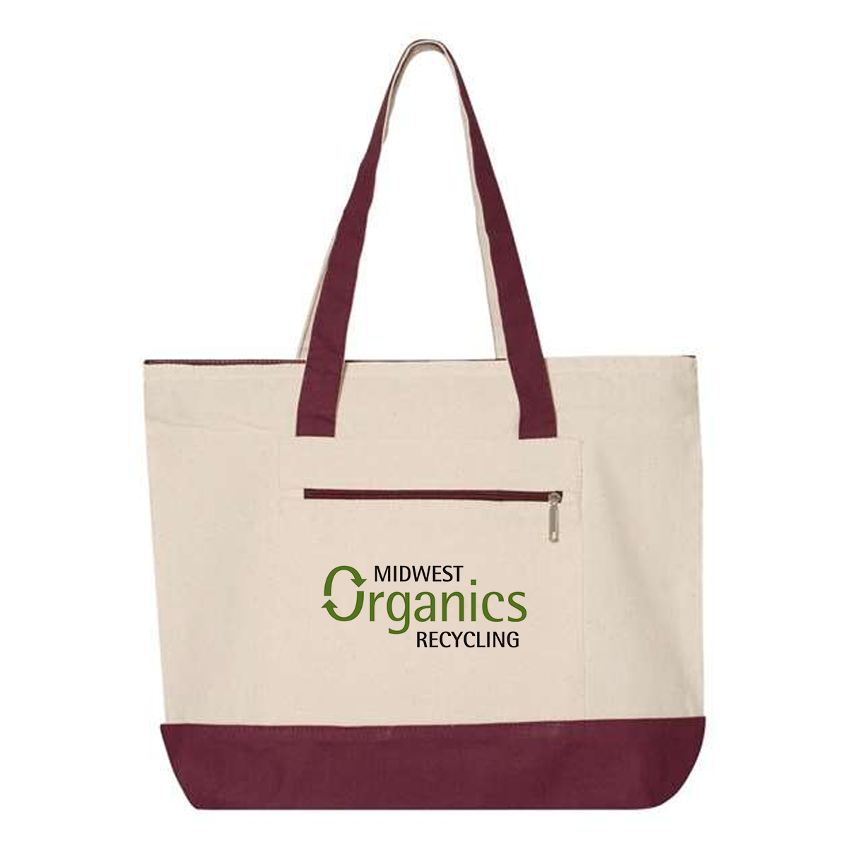 Heavy Canvas Zipper Tote Bag With Colour Handles