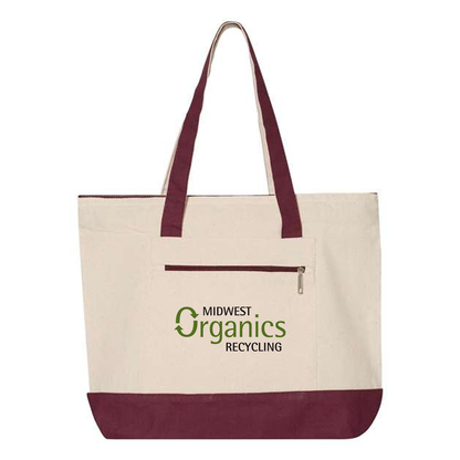 Heavy Canvas Zipper Tote Bag With Colour Handles