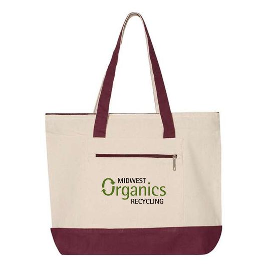 Heavy Canvas Zipper Tote Bag With Colour Handles