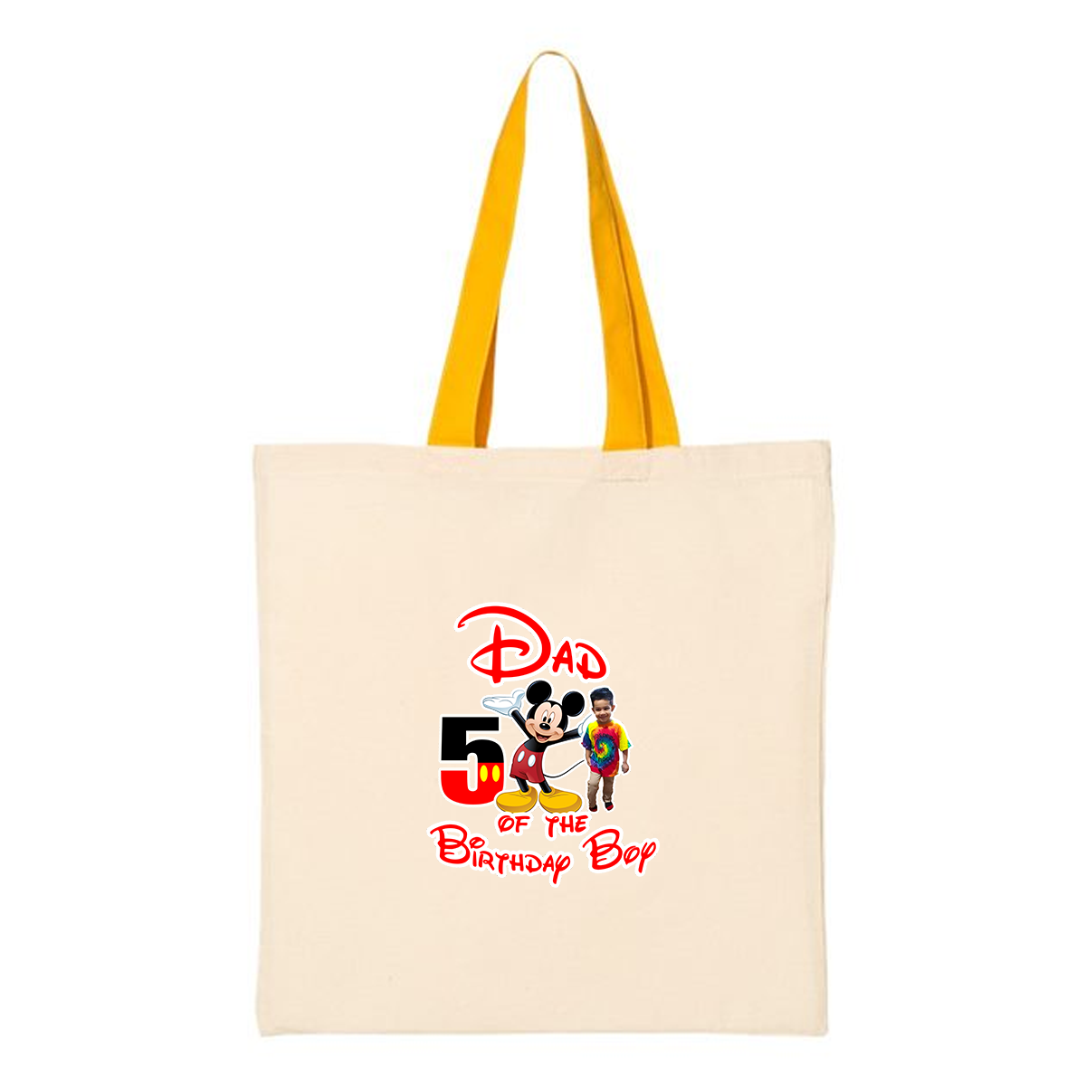 Economical Tote Bag with Color Handles, Full Color