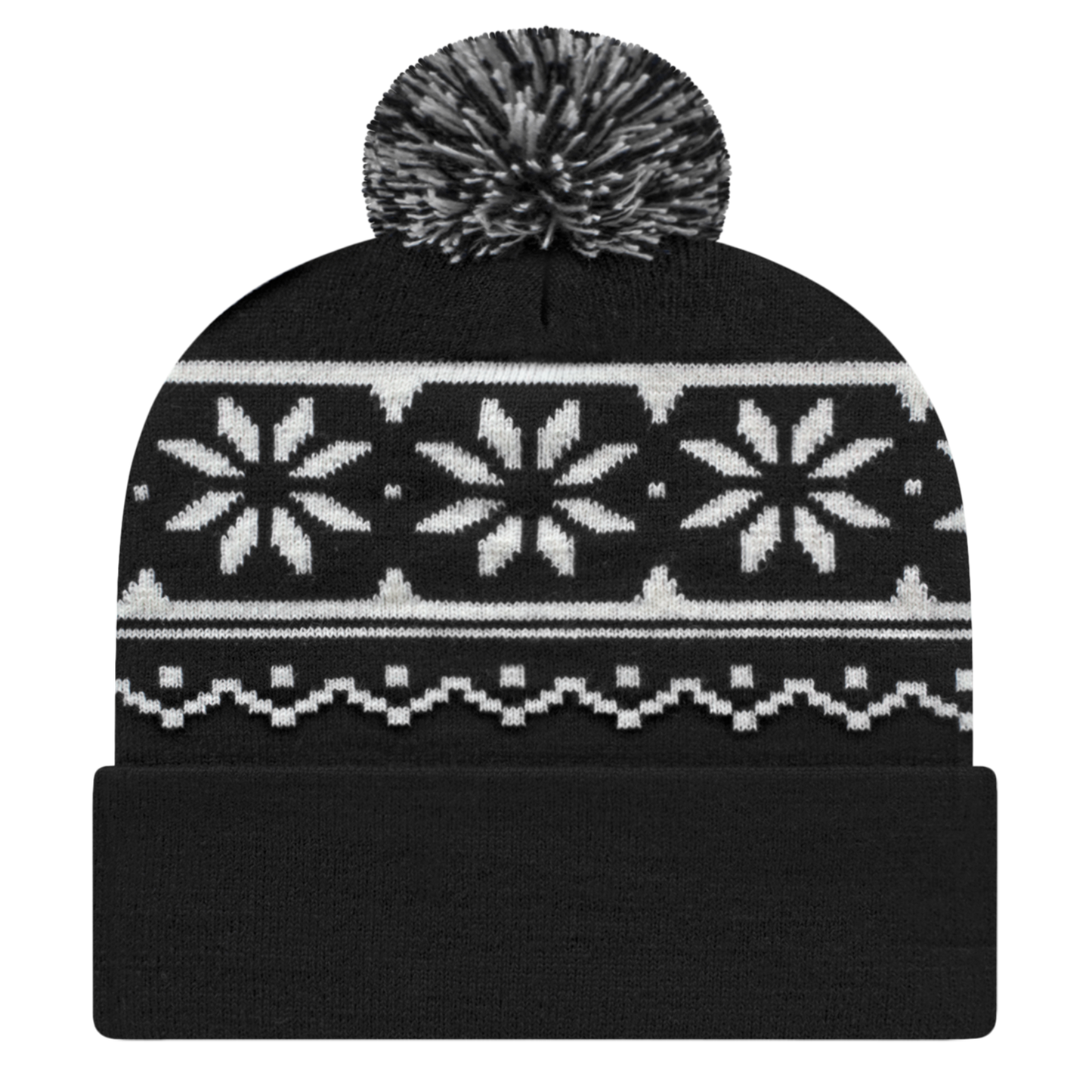 Snowflake Knit Cap with Cuff