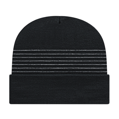 Thin Striped Knit Cap with Cuff