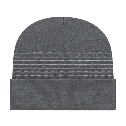 Thin Striped Knit Cap with Cuff