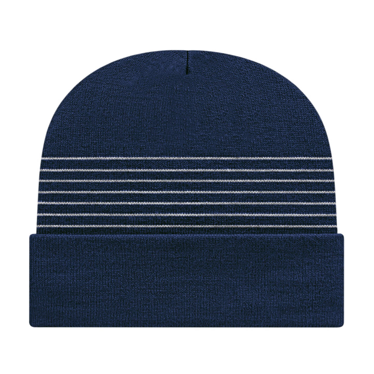 Thin Striped Knit Cap with Cuff