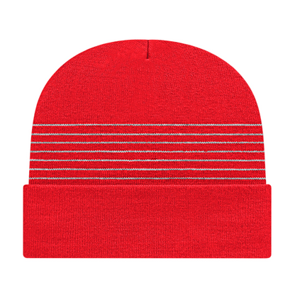 Thin Striped Knit Cap with Cuff